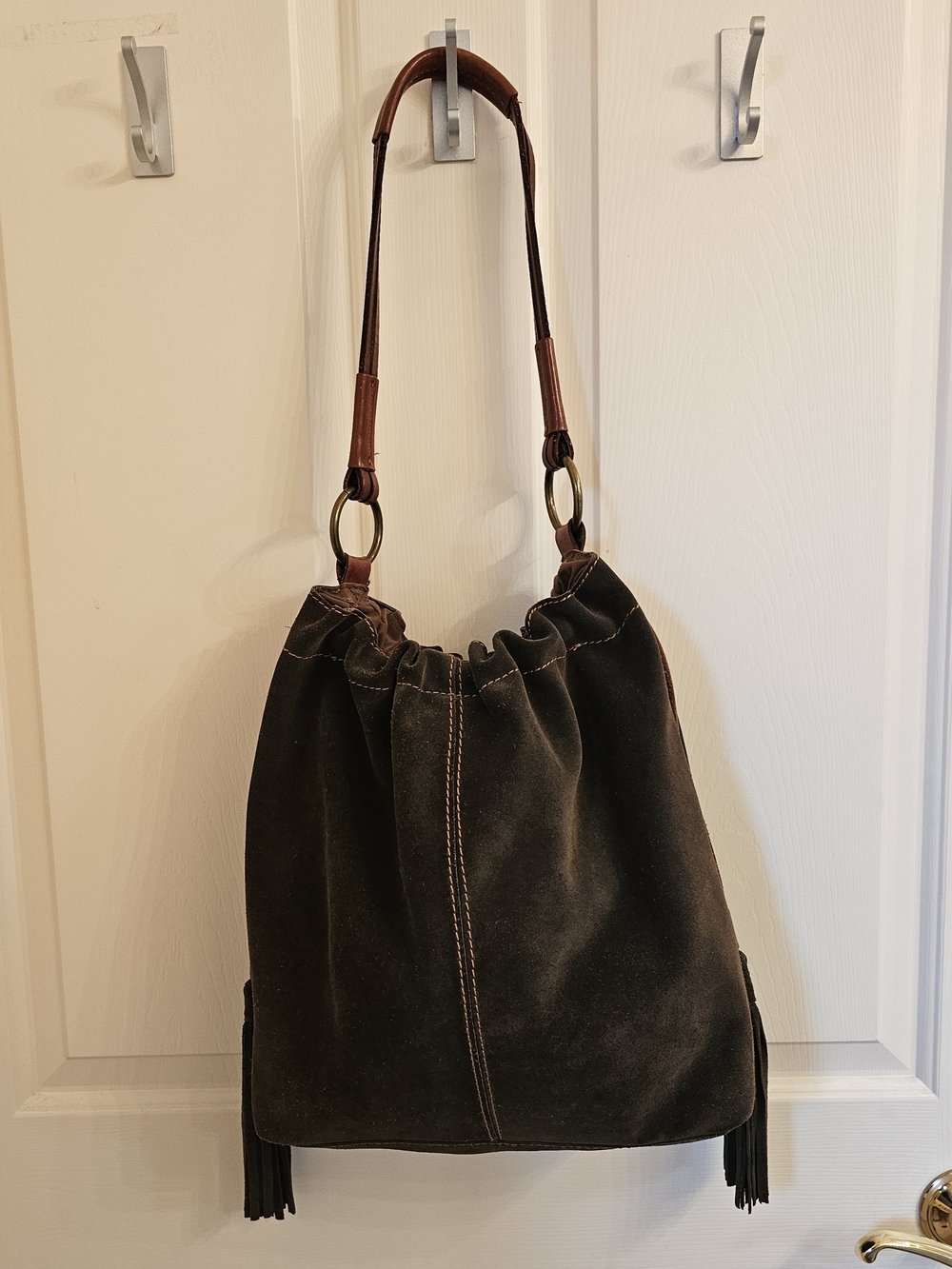 Lucky Brand Dark Brown Suede Shoulder Hobo with Tassels - Picture 7 of 11